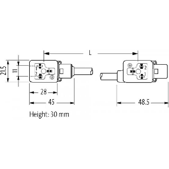 2xEV Forme BI 11mm 24V LED+ATP; PVC 3x0.75 Noir 0.2m/M12 Mâle dessus-Lire la description