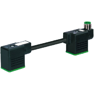 2xEV Forme BI 11mm 24V LED+ATP; PVC 3x0.75 Noir 0.2m/M12 Mâle dessus-Lire la description