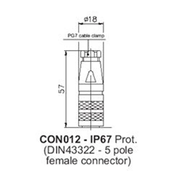 Connecteur femelle axial 5 pôles DIN43322 IP65-Lire la description