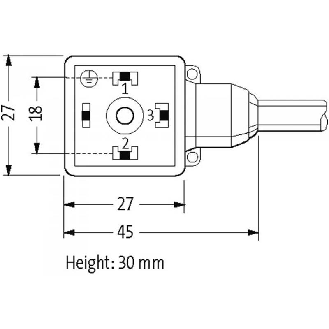 Connect. Pressostat Forme A 18mm 0-230Vac/dc; PVC 4x0,75 Noir 3m-Lire la description