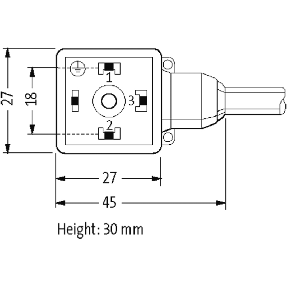 Connect. Pressostat Forme A 18mm 24Vdc LED; PUR 5x0,75 Noir Cpc 1,5m-Lire la description