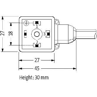 Connect. Pressostat Forme A 18mm 24Vdc LED; PUR 5x0,75 Noir Cpc 1,5m-Lire la description
