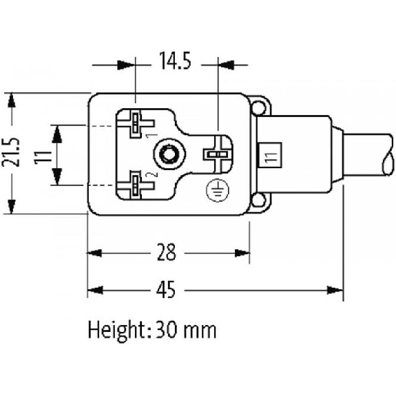 Connect. Forme BI 11mm 0-230V Câble PVC 3x0.75 Noir 1m-Lire la description