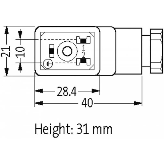 Connect. EV Forme B 10mm 230V 2P+T M16x1.5-Lire la description