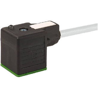Connecteur EV Forme A 18mm 24VAC/DC LED ROUGE + Z-DIODE Câble PVC 5m-Lire la description