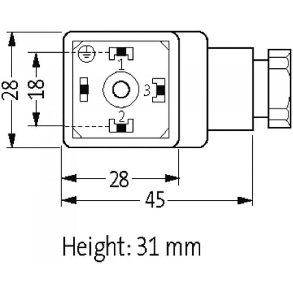 Connect. PR Forme A 18mm 250V 3+PE M16x1.5-Lire la description
