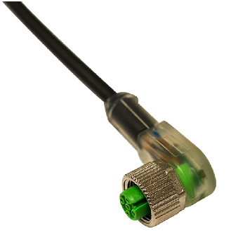 Connect.M12-F,3 poles-5m-LED,PVC,90°-Lire la description