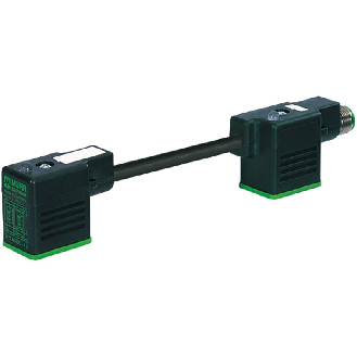 2xEV Forme BI 11mm 24V LED+ATP; PUR 3x0.75 Noir 0.2m/M12 Mâle arrière-Lire la description