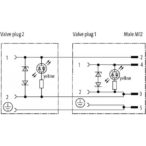 2xEV Forme B 10mm 24V LED+ATP Câble PVC 3x075 Noir; M12 Mâle arrière 2xEV Forme B 10mm 24V LED+ATP Câble PVC 3x075 Noir; M12 Mâle arrière-Lire la description