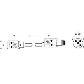2xEV Forme B 10mm 24V LED+ATP Câble PVC 3x075 Noir; M12 Mâle arrière-Lire la description
