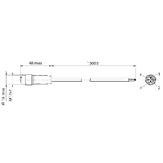 Connect.M12-F,3 poles-10m,PVC,Axial-Lire la description
