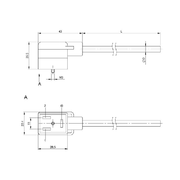 Connecteur EV Forme BI 11mm 24V+ATP LED Câble PUR Noir Cpc 10m-Lire la description