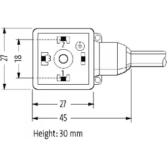 Connect. EV Forme A 18mm 0-230Vac/dc; PUR 4x0,75 Gris 20m-Lire la description