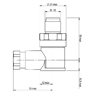 Connect.M12-M-90°,4 p,Field attach.-Lire la description