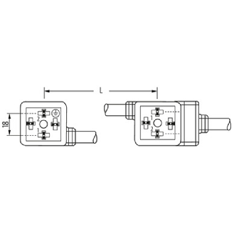 2xEV Forme A 18mm 24V LED+ATP; Câble PUR UL/CSA 4x0,75 Noir Cpc 3m-Lire la description