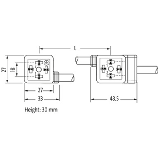 2xEV Forme A 18mm 24V LED+ATP; Câble PUR UL/CSA 4x0,75 Noir Cpc 3m-Lire la description