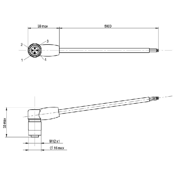 Connect.M12-F,4 poles-5m-LED,PUR,90° Connect.M12-F,4 poles-5m-LED,PUR,90°-Lire la description