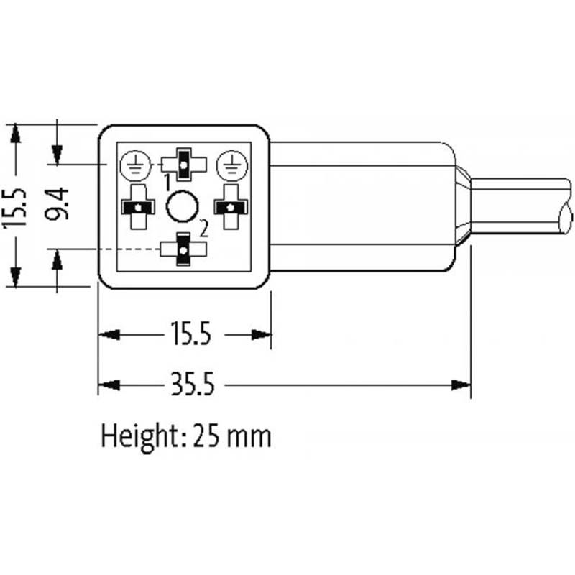 Connect. EV Forme CI 9,4 mm 24V LED; PUR 3x0,75 Noir 3m-Lire la description