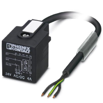 Connect. EV Forme A 18 mm 24V LED+Z-DIODE; Câble PUR Gris/Noir 5m-Lire la description