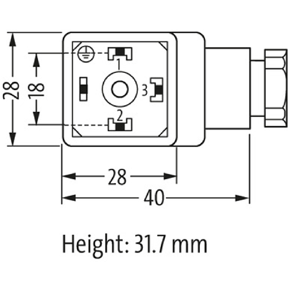 Connect. PR Forme A 18mm 250V 3+PE M16x1.5-Lire la description