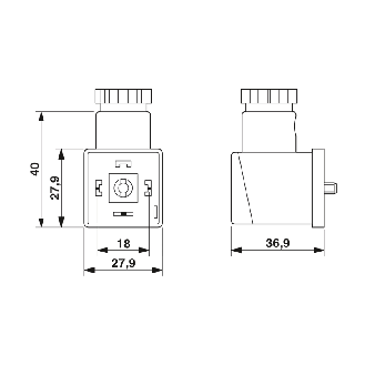 Connect. EV Forme A 18mm 24VAC LED+VDR 3P M16-Lire la description