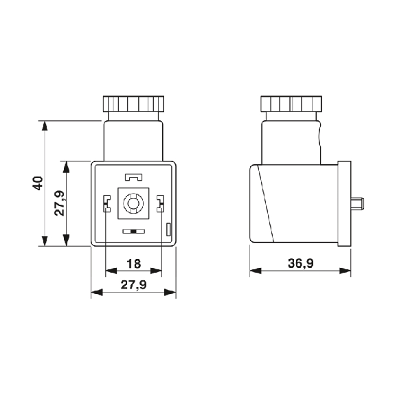 Connect. EV Forme A 18mm 24VAC LED+VDR 3P M16-Lire la description