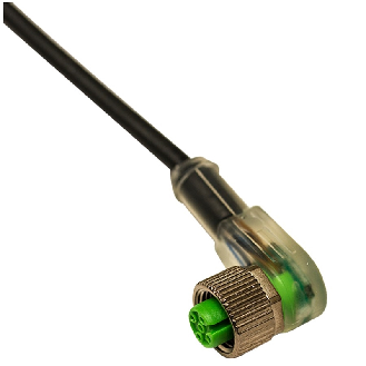 Connect.M12-F,3 poles-5m-LED,PVC,90°-Lire la description