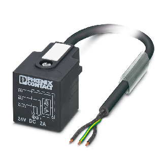 Connect. EV Forme A 11mm 24VDC LED+DIODE; Câble PUR Gris/Noir 10m-Lire la description