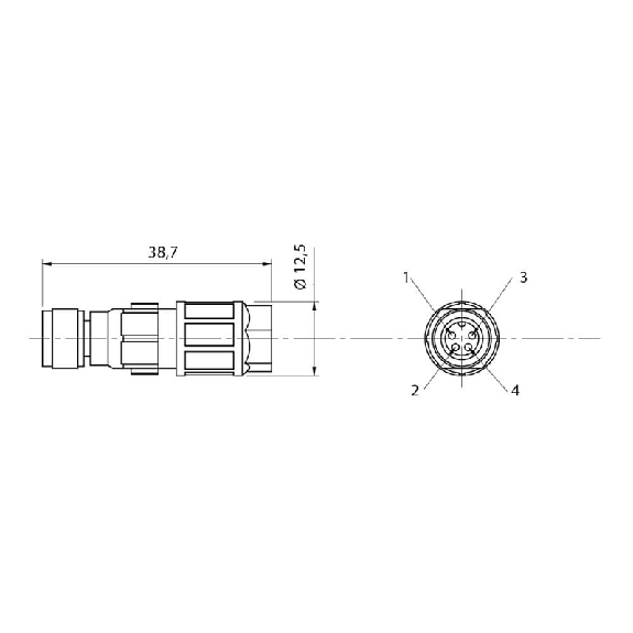 Connect.M8-F-Axial,4 p,Field attach.-Lire la description