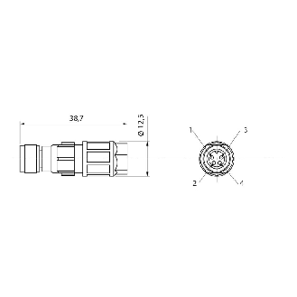 Connect.M8-F-Axial,4 p,Field attach.-Lire la description