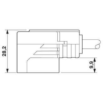 Connect. EV Forme A 18 mm 24V LED+Z-DIODE; Câble PUR Gris/Noir 3m-Lire la description