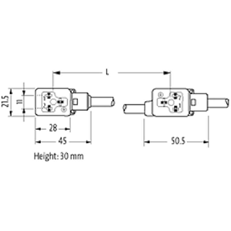 2xEV Forme BI 11mm 24V LED+ATP 0,2m Câble PUR 4x0,75 Noir 10m-Lire la description