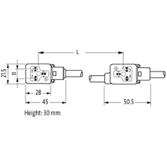 2xEV Forme BI 11mm 24V LED+ATP 0,2m Câble PUR 4x0,75 Noir 10m-Lire la description