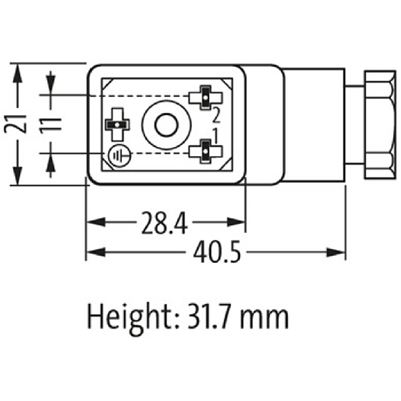 Connect. EV Forme BI 11mm 230V LED+VDR 2P+T M16x1.5-Lire la description