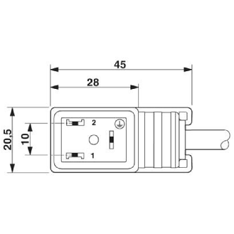 Connect. EV Forme B 10mm 24V LED+Z-DIODE; Câble PUR Gris/Noir 3m-Lire la description