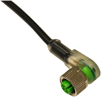 Connect.M12-F,4 poles-2m-LED,PVC,90°-Lire la description