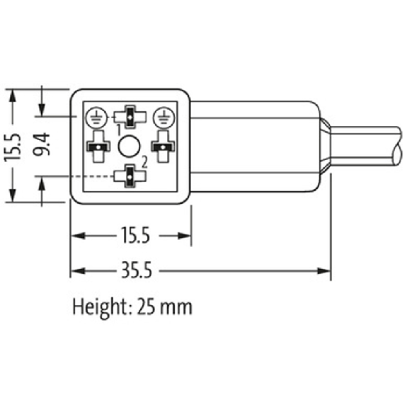 Connect. EV Forme CI 9,4mm 0-230V; PUR 3x0,75 Noir Cpc 1,5m-Lire la description