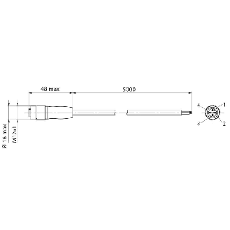 Connect.M12-F,3 poles-5m,PVC,Axial-Lire la description