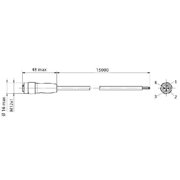 Connect.M12-F,3 poles-15m,PVC,Axial-Lire la description