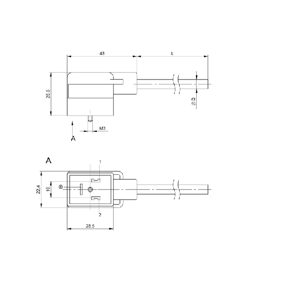 Connect. EV Forme B 10mm 24V LED+ATP Câble PUR 5m-Lire la description