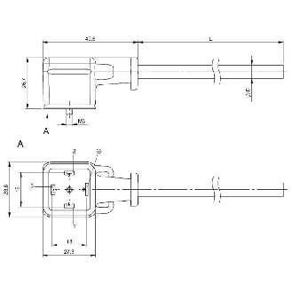 Connect. EV Forme A 18mm 24VDC; Câble PUR 5x0.50 Noir Cpc 5m-Lire la description