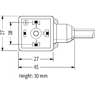 Connect. EV Forme A 18mm 24Vdc LED; PUR 5x0,75 Gris Cpc 5m-Lire la description