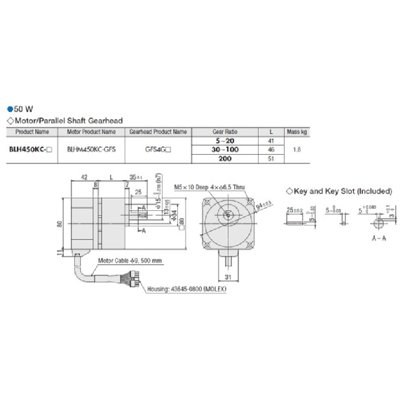Motoréducteur Brushless DC 50W 0.86 Nm Bride 80mm Axe 15mm 24VDC 1:5-Lire la description
