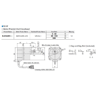 Motoréducteur Brushless DC 50W 0.86 Nm Bride 80mm Axe 15mm 24VDC 1:5-Lire la description