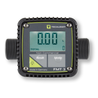 Compteur digital FMT 3 en PP, 120 l/min, raccords 1''-Lire la description