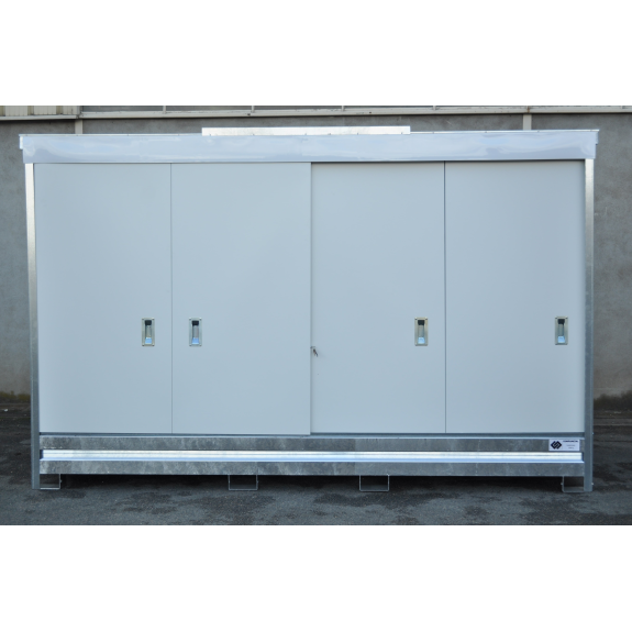 Conteneur Compack 8 fûts/2 IBC hauteur standard avec portes Conteneur Compack 8 fûts/2 IBC hauteur standard avec portes-Lire la description