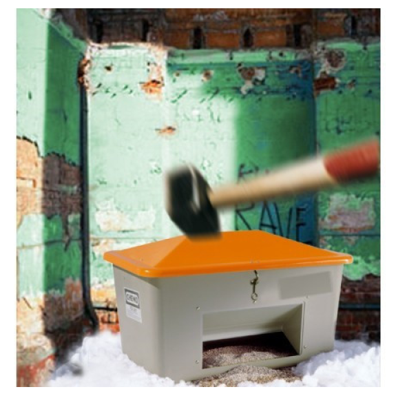Bac à sel PFV ANTI-VANDALISME 550L ouverture d'écoulement Bac à sel PFV ANTI-VANDALISME 550L ouverture d'écoulement-Lire la description