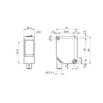 Laser de mesure Point 4-20mA+PushPull P=200-4000mm / M12 5P-Lire la description