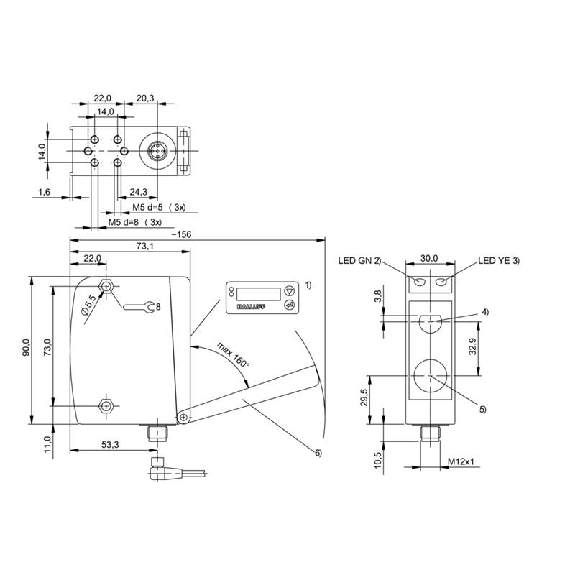 Laser de mesure P=100-600mm 1-10V PNP/NPN / M12 5P Laser de mesure P=100-600mm 1-10V PNP/NPN / M12 5P-Lire la description