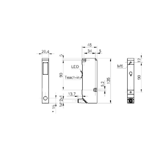 Laser de mesure Point 4-20mA/0-10V+PNP P=200-1000mm Teach / M12 8P-Lire la description